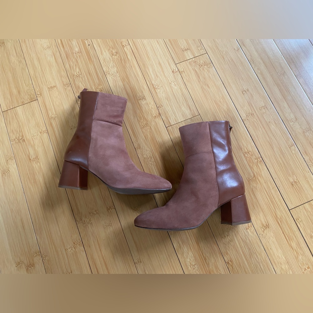 Anthropologie Seychelles Uneasy Bootie leather suede mod low heel 8.5 - Picture 4 of 7